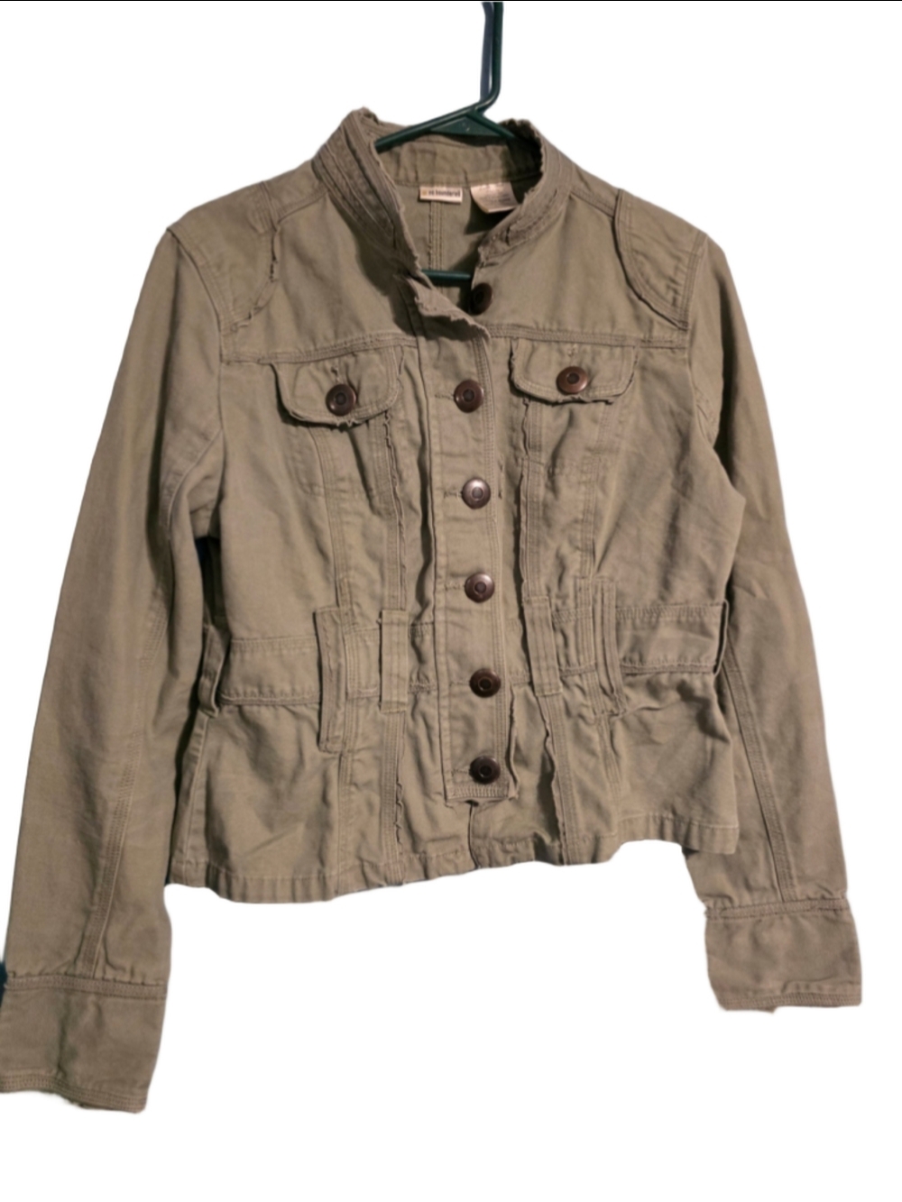 Women's No Boundaries Utility Jacket olive green Size L trendy army casual fall